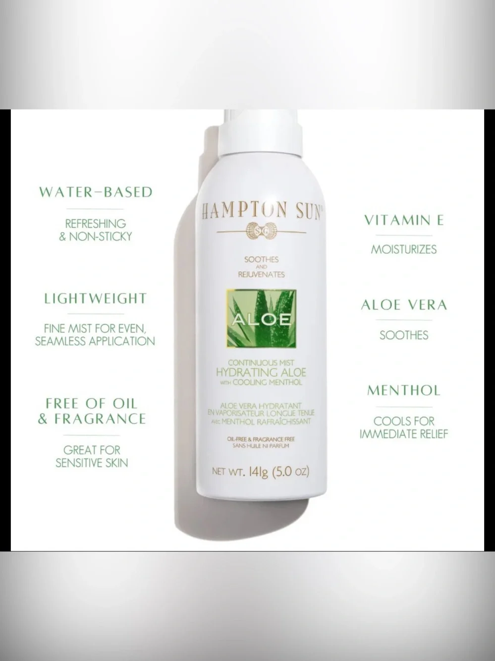 Hampton sun Hydrating Aloe Continuous Mist - White